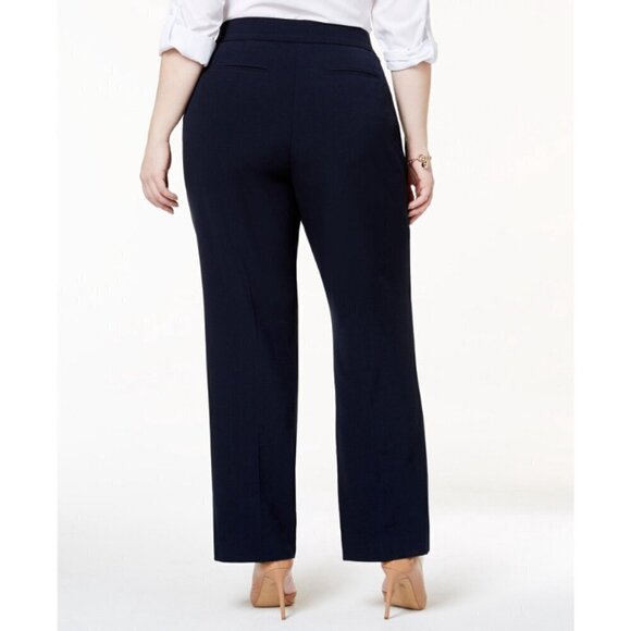 JM Collection Women's Plus & Petite Navy Curvy-Fit Straight-Leg Pants NWT - Picture 2 of 8
